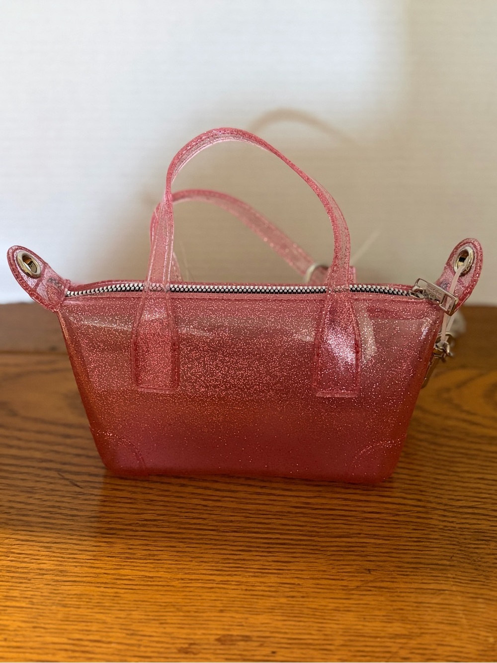 Madden Girl Pink Glitter Jelly Mini Tote with Star Charm - Picture 4 of 7